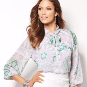 ❣️Eva Mendes Collection Toni tie-neck blouse